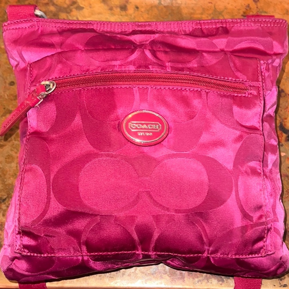 Coach Pink Crossbody Bag with Signature Design